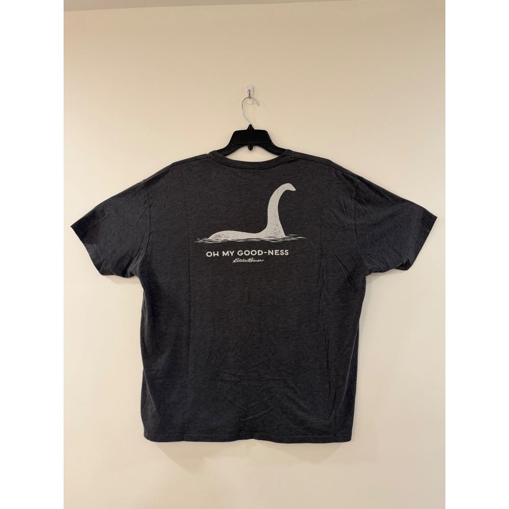 Eddie Bauer Mens 2XL Loch Ness Monster Nessie Graphic T-Shirt Gray Heather